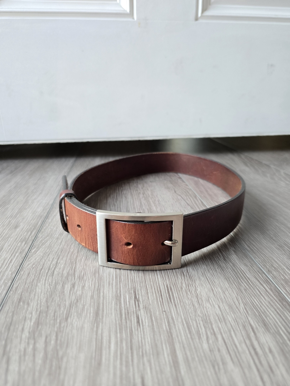 Banana Republic Italian Leather Belt Sz 30 Silver Rectangle Buckle Made In USA
